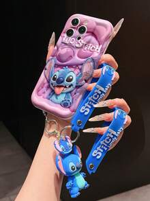 Disney Lilo & Stitch Phone Case With Stitch Charm And Stitch Lanyard - Cute Stitch Protective Case With Tongue-Out Pose And Pink Gradient Background Design, Equipped With Delicate Stitch Decorative Lanyard And Beaded Bracelet For Easy Carrying, Compatible With IPhone 17, 16, 15, 14, 13, 12, 11 Pro Series, Ideal For Birthdays, Holidays, Anniversaries, Graduation Gifts, Or Any Special Occasion To Surprise Family, Friends, Classmates, And Loved Ones. - 白色 - 查看 4