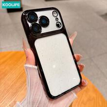Koolife 1件裝黑色電鍍亮片透明PC手機殼，透明亮面防摔保護殼附鏡頭保護蓋，適用 18 Pro/18 Pro Max/17/17 Pro/17 Pro Max - 黑色 - 查看 3