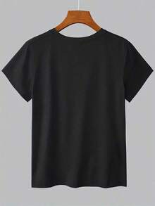 1pc Women's T-Shirt With Dachshund And Leopard Print, Spring/Summer 2026 Collection, Modern, Cool, Cute Pet Style, Short Sleeve, Personalized Daily Wear, Loose Fit Top, Versatile And Fun Pet Themed Design, Women's Clothing S-XXL 100% Cotton - 黑色 - 查看 2