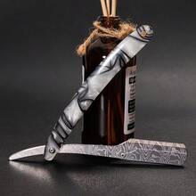 1 Piece Straight Handle Men's Barber Razor, Stainless Steel Blade, Foldable Shaving Razor With Mamasus Pattern Razor Stand - Foldable Razor Suitable For Trimming Beard, Facial Shaving, Eyebrow Grooming. Includes Razor Handle Only, No Blade Included. - Multi-color Knife Holder - View 4