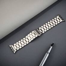 1 chiếc Dây đeo bằng thép không gỉ mới, tương thích với đồng hồ thông minh Apple, phù hợp với các dòng Series 1/2/3/4/5/6/7/8/SE có kích thước mặt đồng hồ 45/46/49/38/40/41/42/44mm, và là sản phẩm unisex. Đây là một món quà rất đẹp. - Bạc - Xem 3