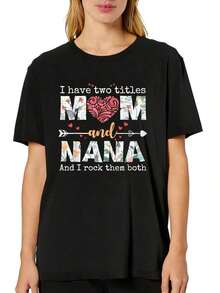 ropa de mujer Camisetas de manga corta de moda de verano para mujer, Camiseta con estampado de mamá y abuela para el Día de la Madre, Ropa de mujer, Camisetas de verano, Vacaciones de verano, camisas de mujer - Negro - Ver 1
