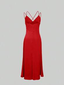2026 Nuevo vestido de satén sexy con tirantes finos y escote en V profundo, vestido elegante y brillante para fiestas, citas, verano, San Valentín, fiestas, playa, vacaciones, estilo Y2K, Pascua, Día de San Patricio, graduación, baile de graduación, vestido de noche de lujo, vestido formal para mujer - Beis - Ver 10