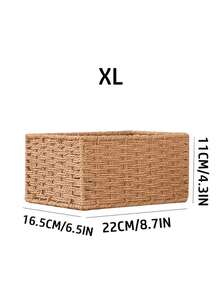 1/3 Pcs Handmade Woven Storage Baskets, Bathroom Storage Baskets, Kitchen Snack Racks, Office Bookshelves, Stationery Medicine Boxes, Toy Baskets, Vanity Cosmetic Storage Baskets - Wood Color - View 7