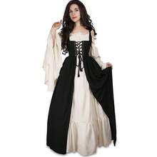 Retro Renaissance Court Dress From The Middle Ages With Lace-Up Waist, Costume For Stage Performances - Blue [skirt + Vest + Ribbon] - View 3