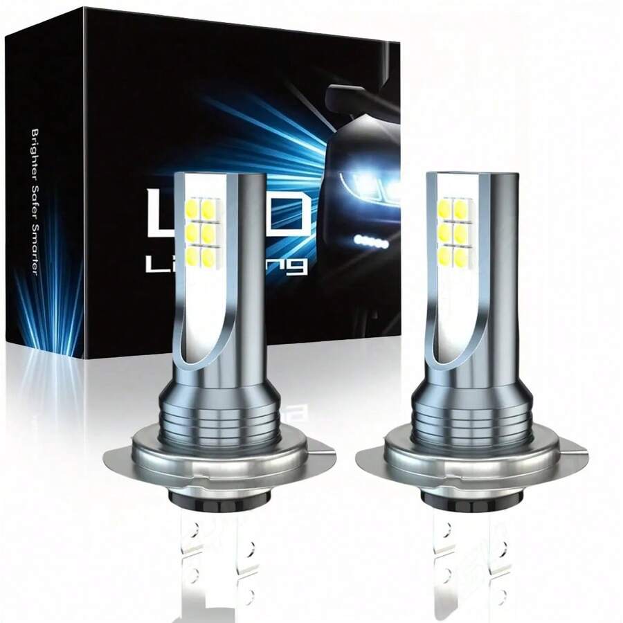 2pcs H7 LED Headlights - 3000+ Lumens Super Bright, Compatible With Xenon Lights, Plug And Play, High/Low Beam Function, Suitable Wiring For Truck, Motorcycle (Fits H7 Bulb Socket)