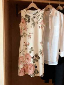 Nuevo vestido casual de cuello redondo sin mangas con estampado de corazón - Multicolor - Ver 3