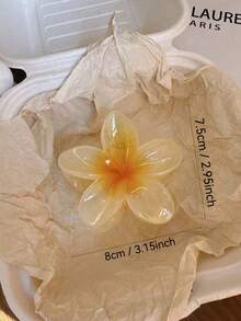 4入 8cm/3.15in 酒紅、白色、黃色、玳瑁色大號水波紋花朵髮夾，高品質優雅極簡漸層髮飾，適合日常、休閒、派對、工作、度假、洗臉、化妝、海邊、穿搭度假海灘抓夾 - 彩色 - 查看 2