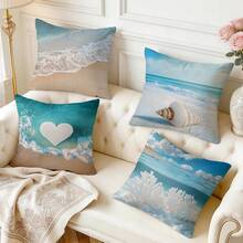4pcs Beach Vacation Artistic Pattern Pillow Covers Without Inserts, Single-Sided Printed Cushion Covers, Suitable For Living Room, Bedroom, Home Decor, All Seasons - Multicolor - View 11