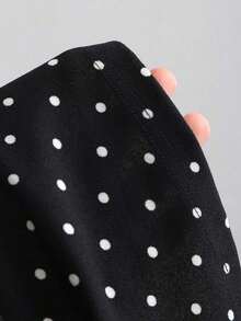 Vestido de línea A con diseño de 3 en 1 de lunares románticos para mujer, que estiliza y afina la cintura, adecuado para primavera/verano, citas o comidas casuales - Negro - Ver 5