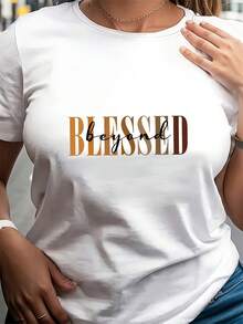 Camiseta blanca de manga corta con cuello redondo y patrón de letras negras doradas, ligeramente holgada, esencial para vacaciones de ocio, lavable a máquina, no se puede limpiar en seco, tejido, adecuada para todas las estaciones - [Blanco] - Ver 6