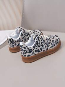 1 par de zapatos casuales y deportivos de estampado de leopardo unisex, cómodos y duraderos, adecuados para primavera y otoño - Beis - Ver 5