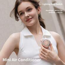 SULVGO 360° Rotatable Personal Clip-On Fan, 2000mAh Rechargeable, Turbo Fan Blades With High Airflow And Low Power Consumption, 3-Level Color Adjustment And Dimming Night Light, Digital Display, Durable Memory Silicone Clip, Suitable For Desk/Waist/Backpack - Clip-on - View 4