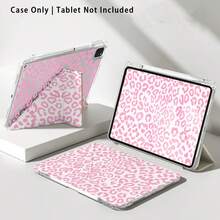 Funda protectora de tableta de cristal acrílico con efecto pintado de estampado de leopardo rosa, compatible con modelos populares de /Apple///Honor///, plegable y resistente a la flexión, esquinas reforzadas de silicona, función de activación/suspensión automática, ranura para lápiz incorporada, soporte plegable multiángulo - Estilo 4 - Ver 9