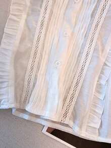 Blusa de verano de unicolor con volantes en el bajo para mujer - Blanco - Ver 4