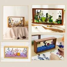 1pc Rectangular Wooden Double-Sided Acrylic Display Box, 3D Hollow Frame, With Polished Acrylic Surface, Dustproof Double-Layer Design, Suitable For DIY Photo Frames And Dried Flower Storage Display - Solid Wood Rectangle - View 2