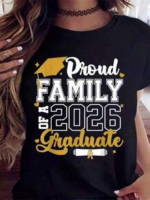 Camiseta de manga corta con diseño de gorra de graduación y diploma para celebrar la graduación de 2026, camiseta para el verano. - Negro - Ver 2