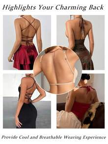 Women's Multi-Way Low Back Front Closure Wireless Bra, Convertible Straps Comfortable Lingerie, Suitable For Low Back/Backless Outfits - Champagne - View 3