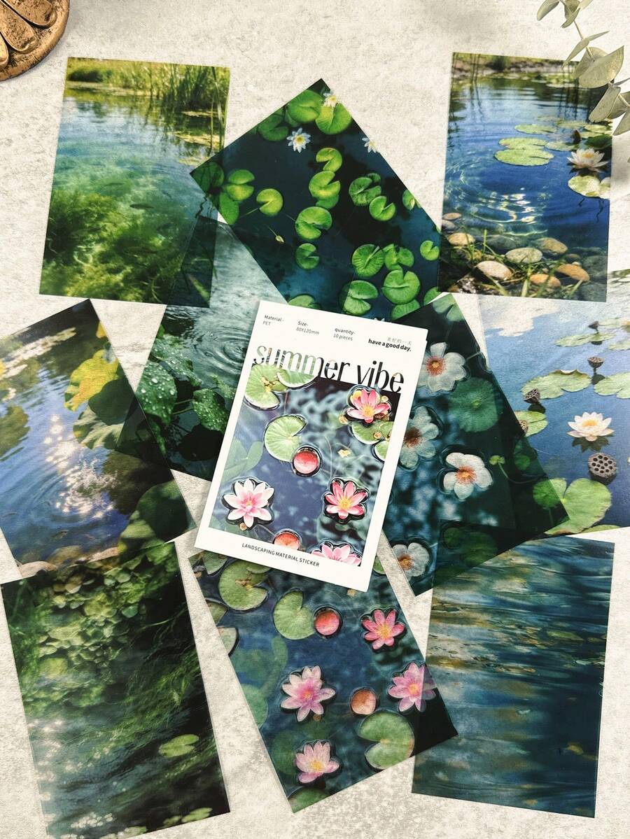 10pcs/Pack Fresh Summer Atmosphere Stickers, Suitable For Scrapbooking, DIY Decoration, Photo Album, Diary - Summer Atmosphere - View 1