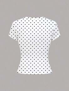 1 pieza Camiseta de manga corta informal de unicolor para mujer - Multicolor 5 - Ver 4