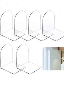 4pcs Acrylic Book Display Stand, Adjustable Transparent Book Display Rack, Art Display Stand, Desktop Acrylic Book Storage Rack, Clear Book Holder Suitable For Office, Home, Retail Store, Office, Bedroom, Back To School, Comic Books, CDs, Magazines - Multicolor - View 6