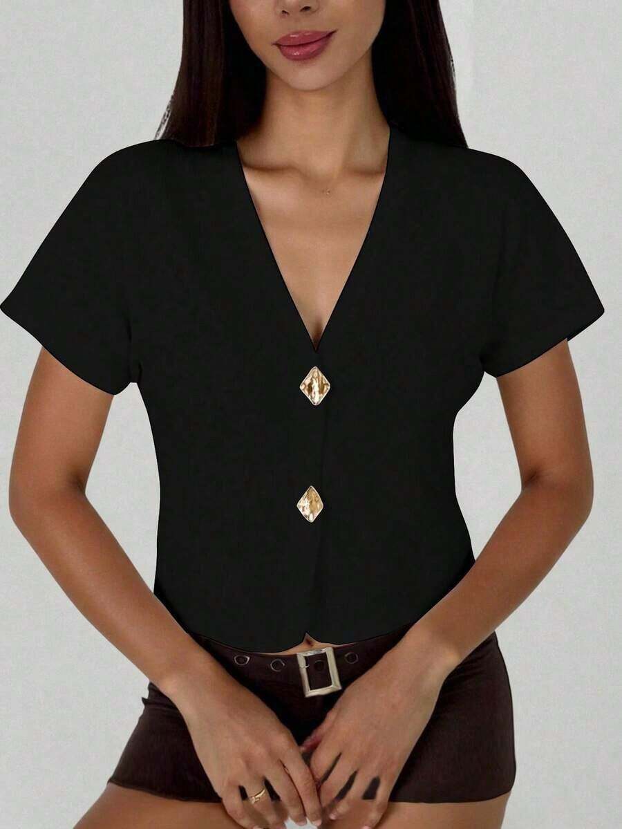 Cárdigan delgado de mujer con contraste de color retro, adecuado para salidas, estilo callejero, aeropuerto, vacaciones en la playa, viajes al trabajo, fiestas de boda, festivales, estilo bohemio, romántico y elegante - Negro - Ver 1