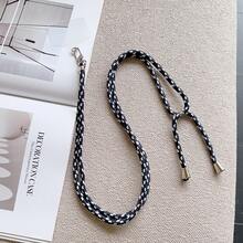Cordón ajustable y universal de unicolor para teléfono, arnés unisex desmontable, collar de teléfono antiperidida duradero, arnés de teléfono multifuncional, longitud ajustable - Blanco y Negro - Ver 4