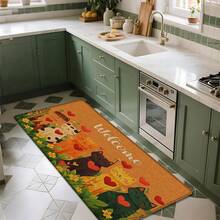 1pc Cat Pattern Printed Linen Kitchen Rug, Doormat, Bath Mat, Hallway Mat, 3D Printed Rectangle Carpet For Living Room, Bedroom, Corridor, Bathroom, Laundry Room - Polyester Rug For Indoor And Outdoor Home Decor - Multicolor - View 4