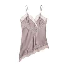 Nuevo Top de estilo lencería con decoración de encaje de moda europea para mujer, estilo veraniego - púrpura rosado - Ver 2
