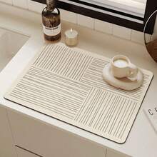 1pc Japanese Minimalist Silica Gel Anti-Slip Bathroom Mat - Super Absorbent Quick Dry Soft Rectangular Bathroom Mat With Grid Pattern, Polyester Material Suitable For Shower, Bathtub, Laundry Room And Doormat, Modern Aesthetic Design | Quick Dry Material, Bathroom Mat - (3) - View 10