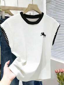 Nueva camiseta de manga corta con bloques de color y rayas, ropa de primavera/verano - Multicolor 5 - Ver 1
