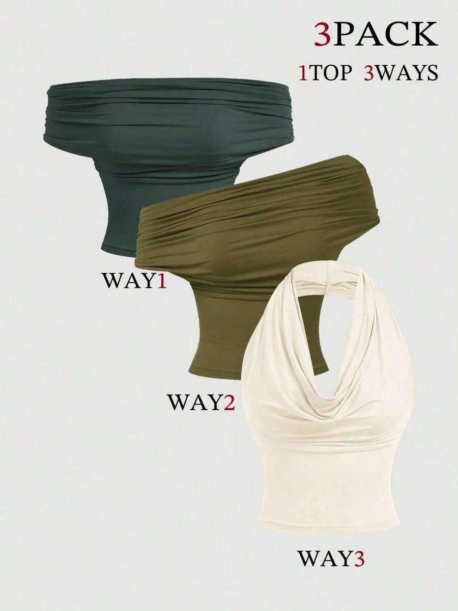 Set de 3 camisetas de tirantes versátiles para mujer en verano - Multicolor 2 - Ver 1