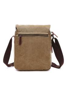 1pc Vintage Canvas Messenger Bag, Expandable Shoulder Crossbody Bag With Adjustable Strap, Multiple Colors Available - Multicolor - View 4