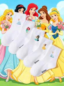 5 đôi tất trẻ em họa tiết Disney/Công chúa, họa tiết công chúa hoạt hình dễ thương, tất ren mềm mại, thân thiện với da, thoáng khí, thấm hút mồ hôi, thích hợp làm quà tặng sinh nhật/ngày lễ/hoạt động trường học/biểu diễn sân khấu/mặc hàng ngày. - Nhiều màu - Xem 1