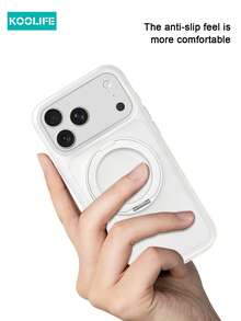 Koolife 1pc 360° Rotating Transparent Magnetic Phone Case, PC+TPU Matte Anti-Drop Transparent Shell With Stand, For Iphone18pro/18pro Max/17/17pro/17promax/17Air/16/15/14/13 - Clear - View 8
