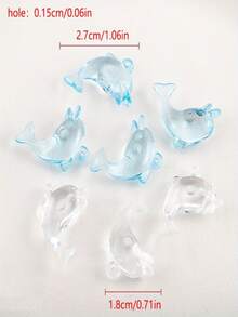 12/24-Pcs Blue Transparent Dolphin Pendant, Handmade Hand Chain Materials, Marine Animal Pendant - Multicolor - View 4