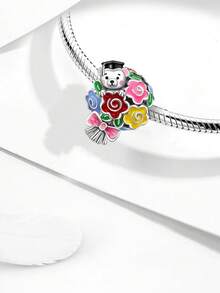 1 chiếc mặt dây chuyền hạt bạc sterling 925 lấp lánh hình bó hoa tốt nghiệp, phù hợp làm vòng tay DIY cho nữ - Hạt 1 - Xem 9