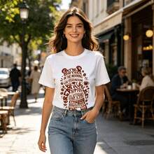 Tops para mujer Holgada de Mujer con Estampado de Oso y Letras - Estilo Urbano Y2K Hop con Lema Fearless - Top Casual de Manga Corta para Verano y Skateboard - Blanco - Ver 9
