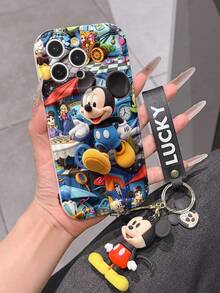 Disney Mickey Mouse Phone Case With Mickey Charm And Lanyard - Cute Mickey Protective Case With Alice In Wonderland Themed Background Design, Equipped With Delicate Mickey Decorative Lanyard And Beaded Bracelet For Easy Carrying, Compatible With IPhone 17, 16, 15, 14, 13, 12, 11 Pro Series, Ideal For Birthdays, Holidays, Anniversaries, Graduation Gifts, Or Any Special Occasion To Surprise Family, Friends, Classmates, And Loved Ones. - trắng - Xem 5