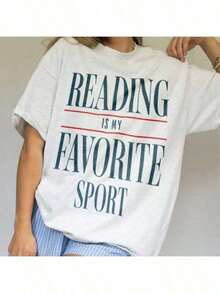 Camiseta suave 100% algodón, estilo vintage, "La lectura es mi deporte favorito", camiseta literaria, regalo para lectores de libros, regalo para profesores de inglés, camiseta para amantes de los libros, camiseta para bibliotecarios, ropa de vacaciones estilo 2026 para mujer, ropa de verano, ropa para conciertos, ropa para conciertos country, camiseta de algodón transpirable, combina con todo, genial. - Blanco - Ver 7