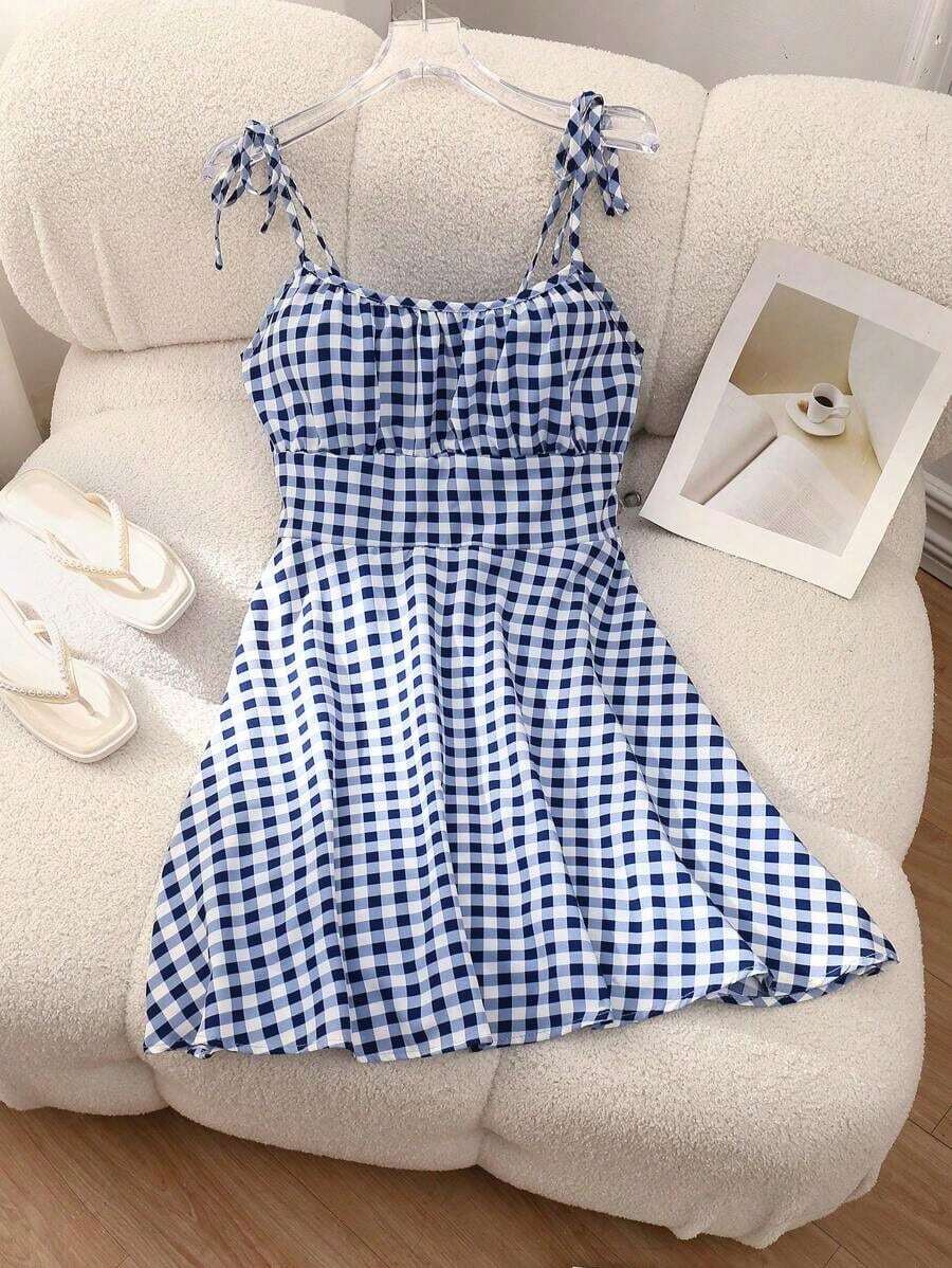 Vestido de tirantes con pliegues en el busto con estampado floral para ropa de Año Nuevo, vestido corto mini para mujeres - azul real - Ver 1