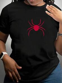 Designed For Modern, Stylish, And Comfortable Women, This Casual Short-Sleeved T-Shirt Comes In A 1-Pack. Made From 100% High-Quality Cotton, This Comfortable Crew Neck, Soft And Attractive Blouse Is Crafted From Premium Soft And Breathable Fabric, Designed For All-Day Comfort And Versatile Everyday Wear, Perfect For Casual Outings. - 黑色 - 查看 3