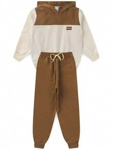 Boys' Winter Fleece Set With Hood, Pants And Jacket - Camel - View 8