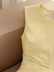 Vestido amarillo plisado sin mangas de verano para mujer, vestido elegante - Amarillo - Ver 4