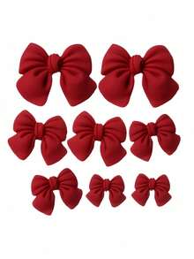8pcs Red Bow Shoe Charms Set, Suitable For Sandals & Beach Shoes - Red - View 5