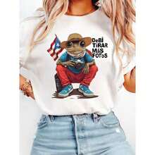 COCOC 2025 Nueva Camiseta de Verano con Estampado Holgado y Cuello Redondo, Camiseta Debi Tirar Mas Fotos – Prenda para Cualquier Entusiasta de la Música Latina. Camiseta holgada, casual y versátil estilo Y2k. - Blanco - Ver 10
