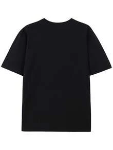 Camiseta vintage de algodón 100% suave con temática de Halloween - de manga corta, cuello redondo, estilo casual, con estampado de murciélagos - transpirable y cómoda, ideal para regalar. Camisetas gráficas de verano para mujer, camisa casual con estampado, manga corta y cuello redondo, moda urbana local de primavera/verano. - Negro - Ver 3