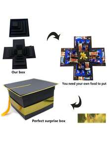 Pink, black, and white exploding box 畢業驚喜爆炸盒，5層多功能爆炸禮物盒，適用於畢業、生日、婚禮、求婚及節日派對 - 查看 11