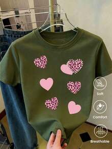 Camiseta de manga corta de moda para primavera y verano de 2026, hecha en México, 180 gramos. Estampado de dibujos animados, modelo de pareja, apta para uso interior o exterior. Cuello redondo, unisex, ideal para oficina y ocio. Paquete de una pieza. - Verde militar - Ver 11