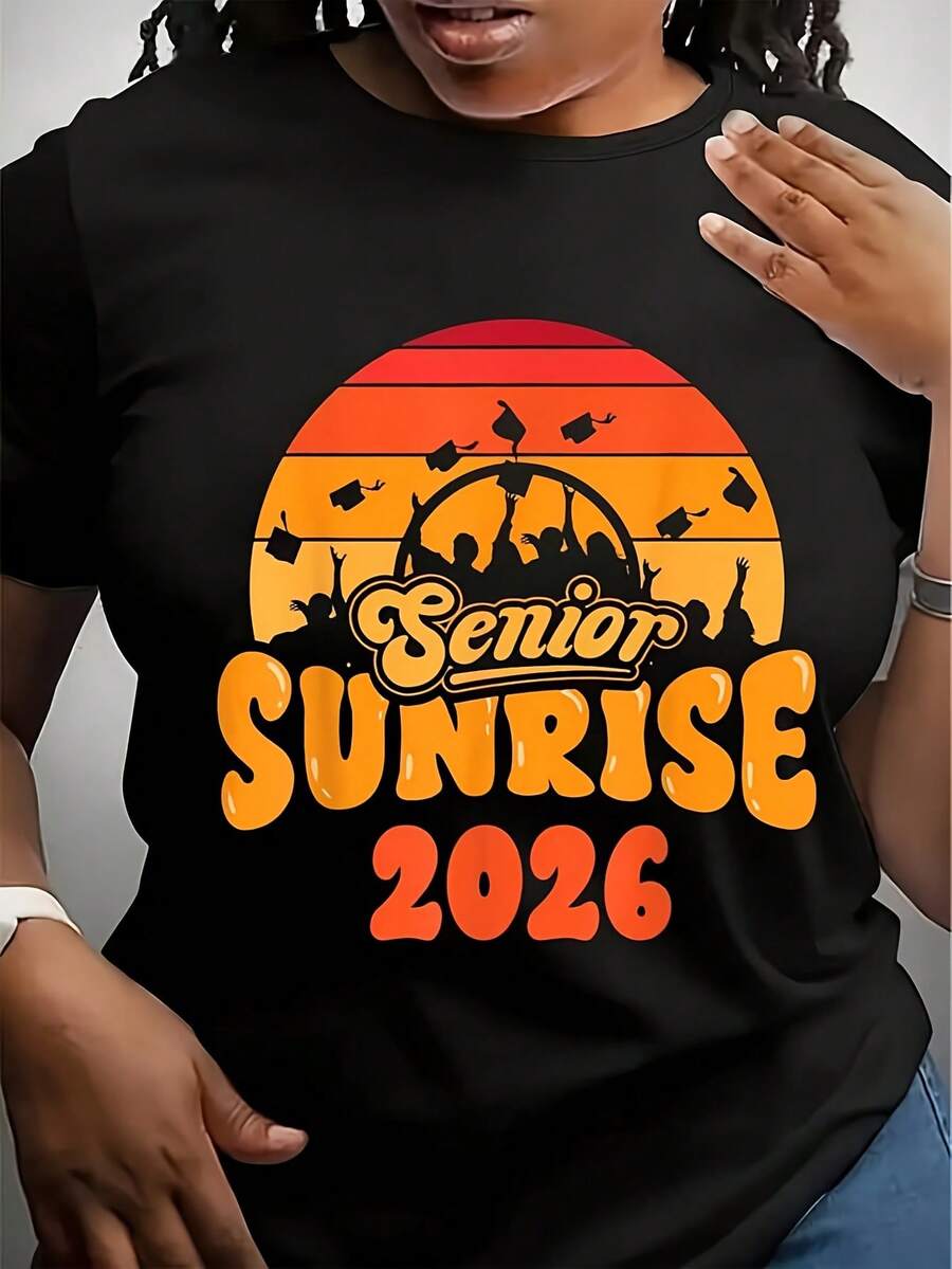 Camiseta de Graduación para Mujer y Uni Clase de 2026 - Con Diseño de Gorro de Amanecer y Dima de Graduado, Hecha de Material Grueso de 180G Suave y Transpirable, Perfectara Vies de Graduación y Fiestas de Graduación